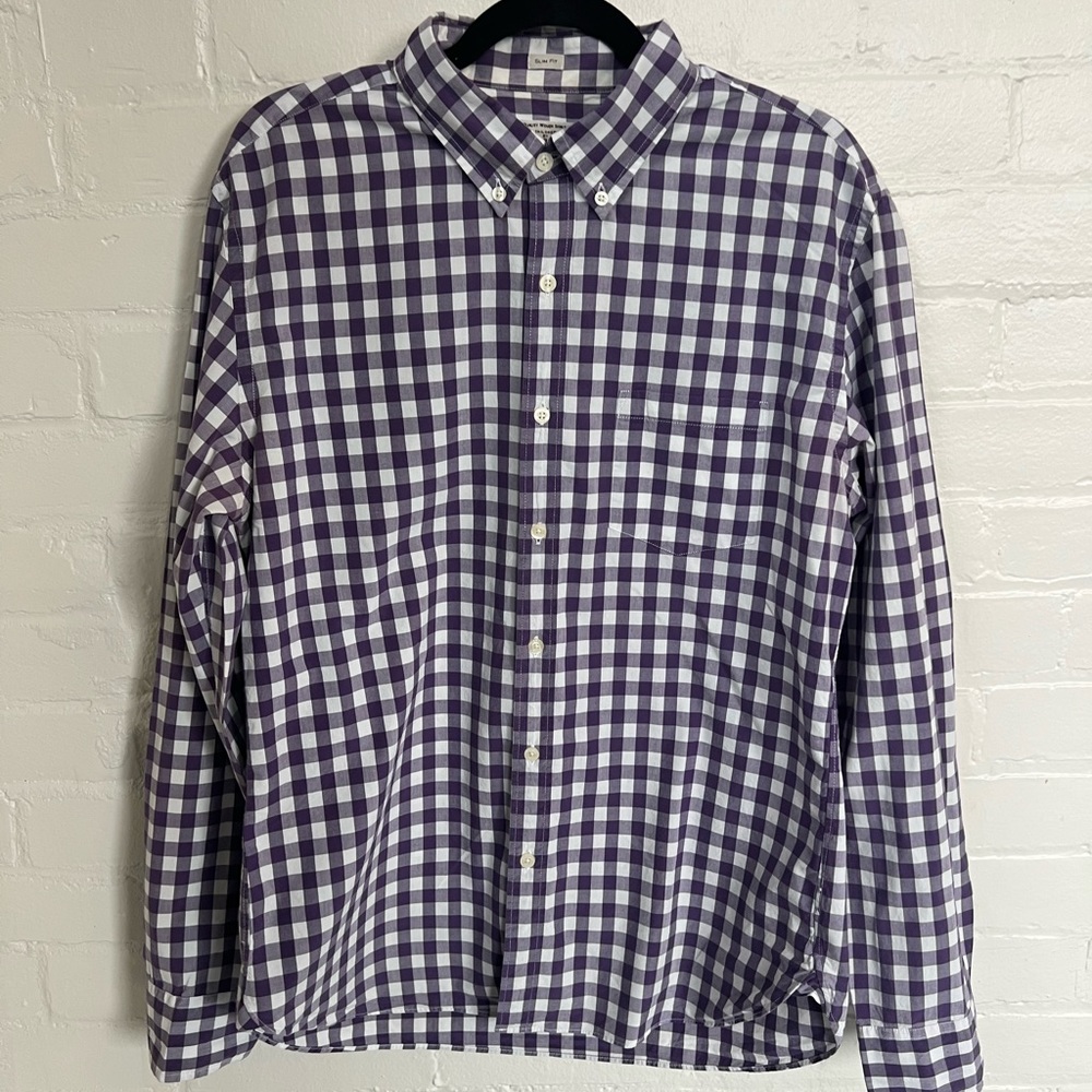 Jcrew factory Purple Plaid Checked Slim Fit shirt - Large